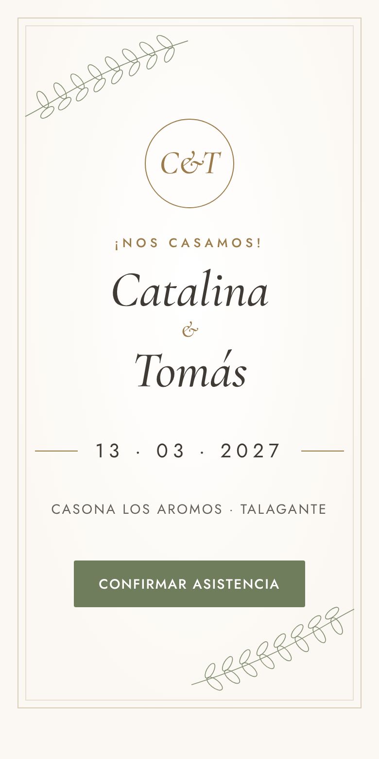 Vista previa de la invitación Catalina & Tomás